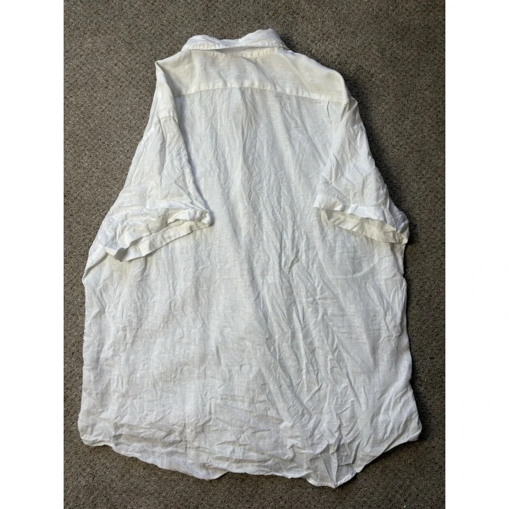 J. Crew Mens Large Linen Short Sleeve Button Down Shirt Casual Beach‎ Vacation
